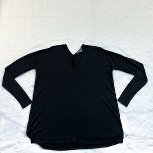 Like New Black Vince Semi Sheer V Neck Long Sleeve Top, Size Small